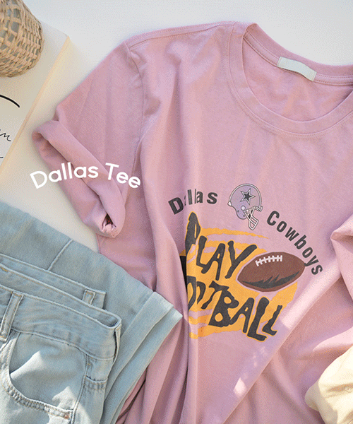 [5컬러♡] 댈러스 여름 데일리 반팔 티 루즈핏 프린팅 여성 면 티셔츠